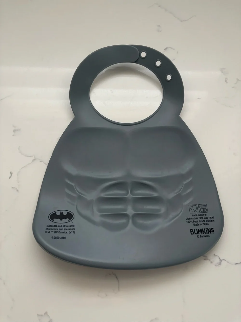 Batman Gray Silicone Bib with Yellow Logo